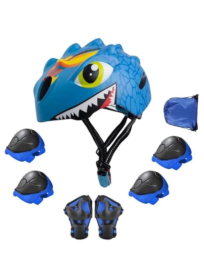 TRASSLE Toddler Helmet, Kids Bike Helmet with Dinosaur 3D Design, Sports Protective Gear Set and Safety Certified for 3-8 Years Old, Girls Boys Toddler Cycling Skating Skateboard Scooter Helmet - Image 1