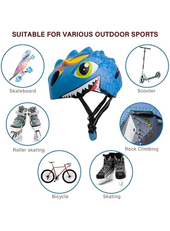 TRASSLE Toddler Helmet, Kids Bike Helmet with Dinosaur 3D Design, Sports Protective Gear Set and Safety Certified for 3-8 Years Old, Girls Boys Toddler Cycling Skating Skateboard Scooter Helmet - Image 4
