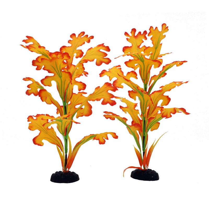DVHEY 2-Pack 12 Inch Aquarium Silk Aquarium Plants, Artificial Plastic Plant for Small Tank, Goldfish, Fish Hides (Yellow, 12 Inch) - Image 1