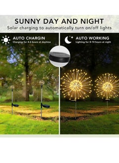 CityRiya-Long Solar Garden Lights Outdoor Decor 2 Pack Waterproof Solar Firework Lights 180 LED Fairy Lights Yard Planter Decorative Solar Powered String Light, Solar Lights for Garden, Wedding, Party  - Image 3