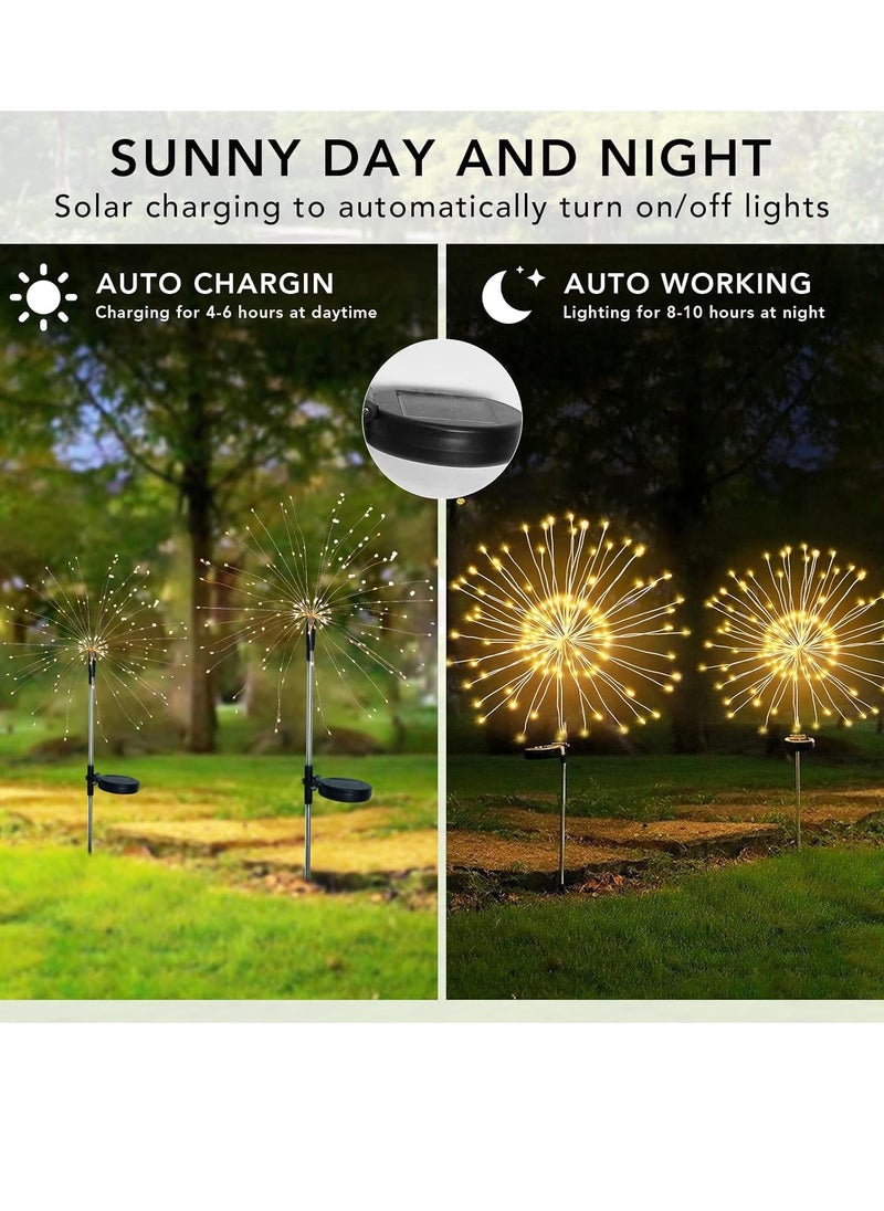 CityRiya-Long Solar Garden Lights Outdoor Decor 2 Pack Waterproof Solar Firework Lights 180 LED Fairy Lights Yard Planter Decorative Solar Powered String Light, Solar Lights for Garden, Wedding, Party  - Image 3