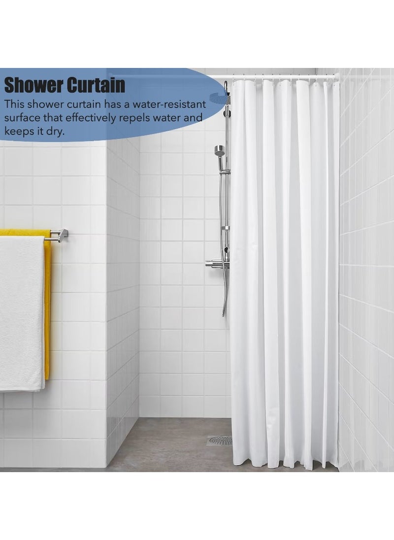 Generic Shower Curtain, Bath Curtain, Water-Resistant Surface PEVA White 180x200 cm  - Image 1