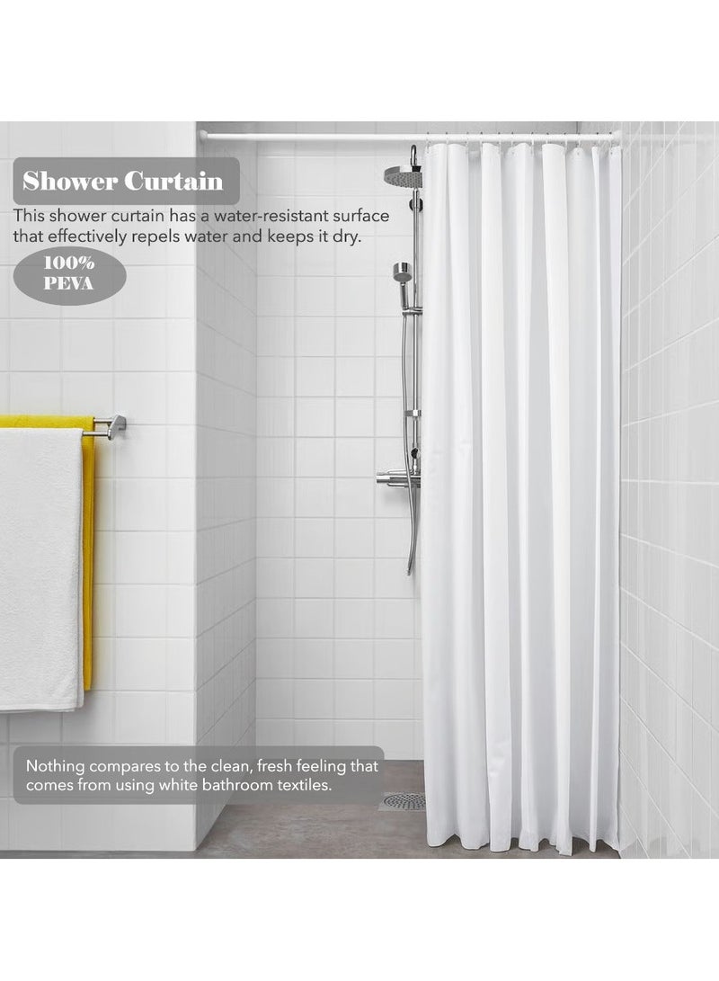 Shower Curtain, Bath Curtain, Water-Resistant Surface PEVA White 180x200 cm  - Image 1