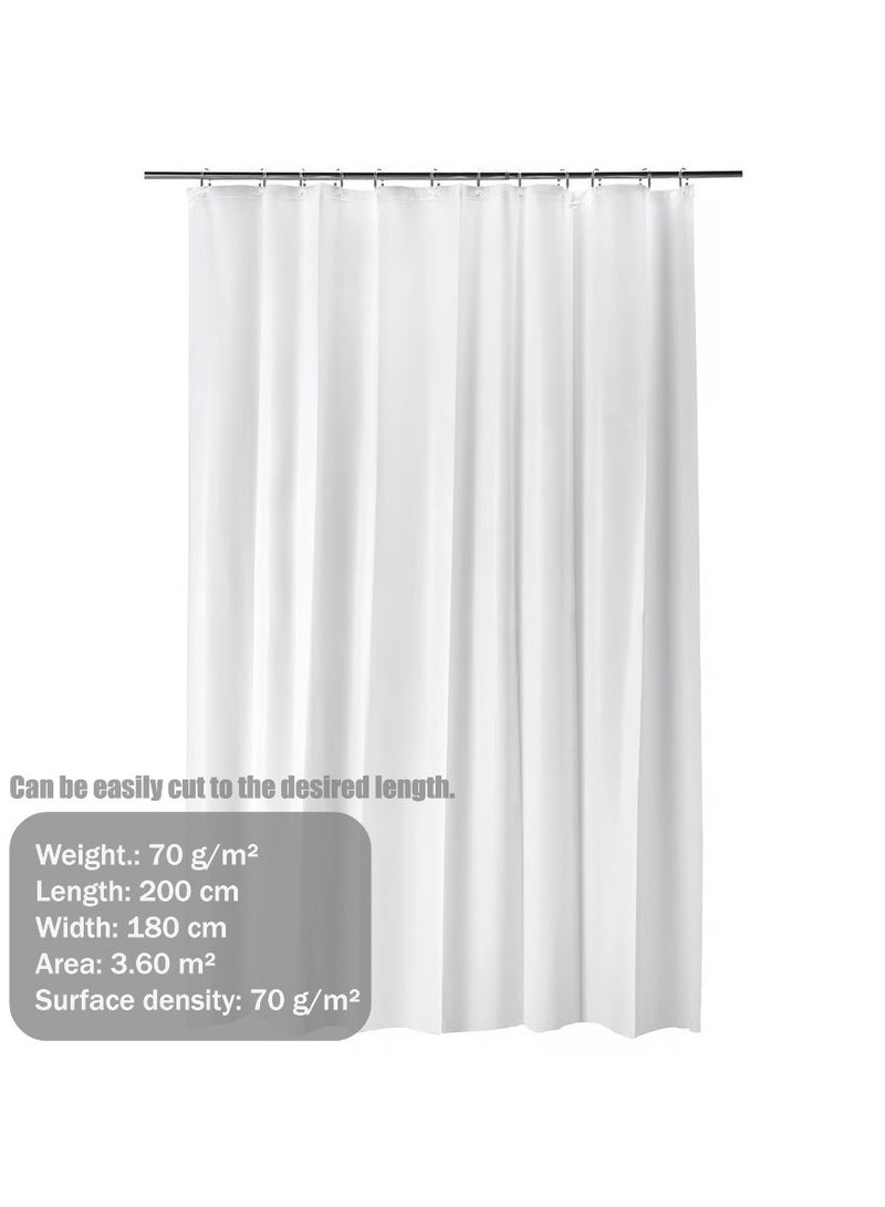 Shower Curtain, Bath Curtain, Water-Resistant Surface PEVA White 180x200 cm  - Image 2