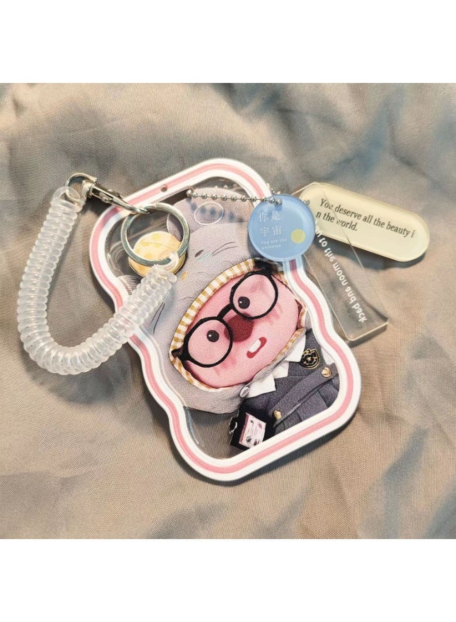 NIBEMINENT 1 - Piece Glasses Revealing Ratio Kpop Photo Card Holder Pendant Key Chain ID Badge Holder ID Card Holder Photo Card Protector for School ID Office ID Access Card for Women Girls