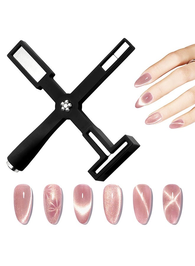 Nail Magnet Tool, 5 in 1 Multi-Function Magnet Stick 3D Magnetic Cat Eye Gel Polish, Cross 5 Ended Nail Magnet Pen Nail Art Cat Eye Magnet Stick Nail Design Tools for Salon Studio Home Nail DIY - Image 1