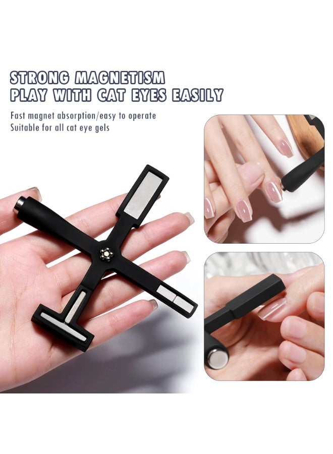 Nail Magnet Tool, 5 in 1 Multi-Function Magnet Stick 3D Magnetic Cat Eye Gel Polish, Cross 5 Ended Nail Magnet Pen Nail Art Cat Eye Magnet Stick Nail Design Tools for Salon Studio Home Nail DIY - Image 4