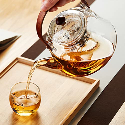 DOPUDO Glass Teapot with Removable Clear Infuser, 27 oz/ 800 ml Stove Top & Microwave Safe Borosilicate Glass Kettle with Loose Leaf Tea Strainer For Flower Blooming Tea - Image 5