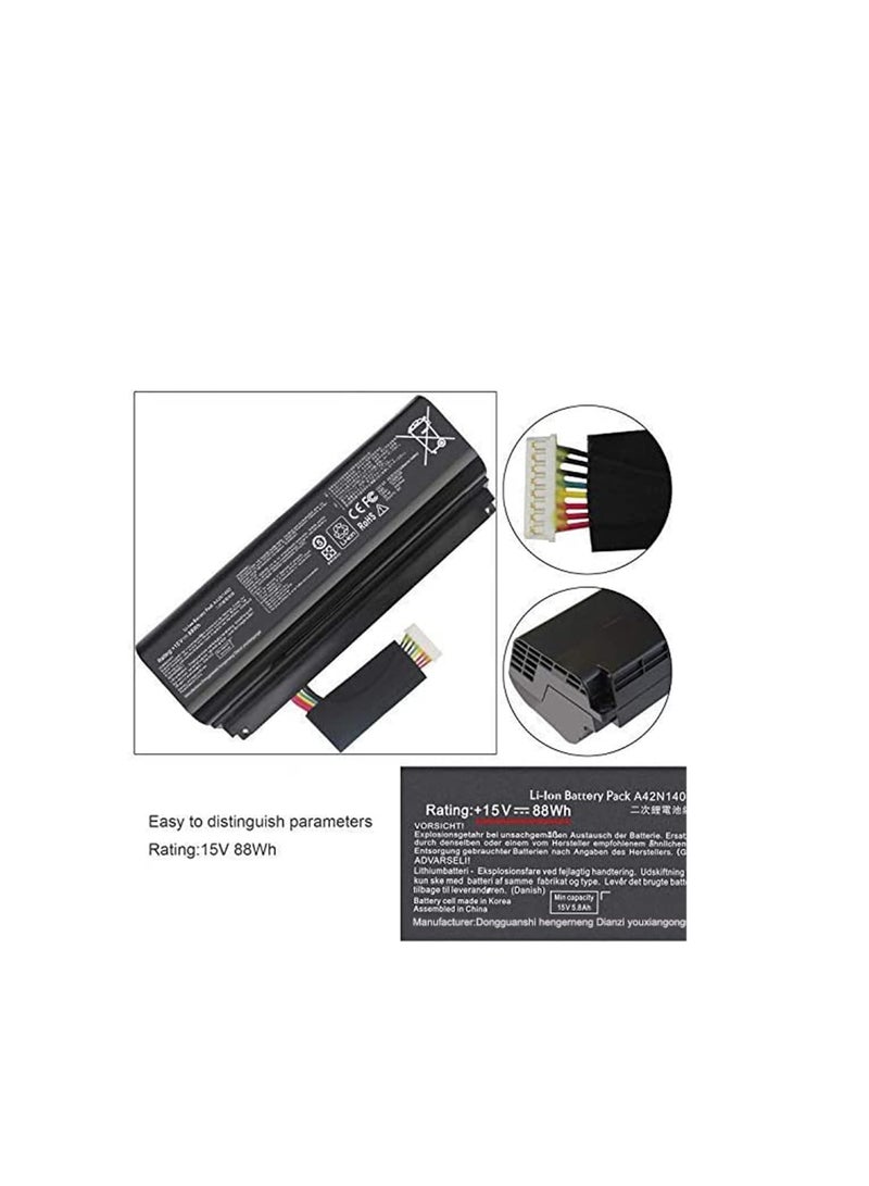 Terabyte A42N1403 A42LM93 0b110-00290000 4ICR19/66-2 Laptop Battery Replacement for Asus G751 G751J G751JL G751JM G751JT ROG GFX71JY 17.3 inch GFX71JY4710 G751 G751J G751JM G751J-BHI7T25 Series (15V 88Wh) - Image 2