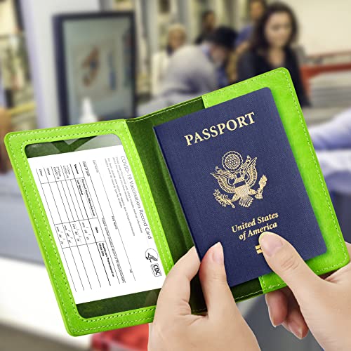 Eoehro BB-green Passport and Vaccine Card Holder Combo with Vaccine Card Slot, Wallet, Cover for Women and Men - Image 2