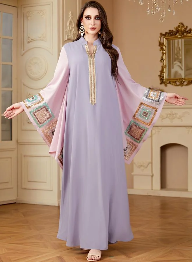 Take Two Women Sequin Patch Detail Butterfly Sleeve Jalabiya