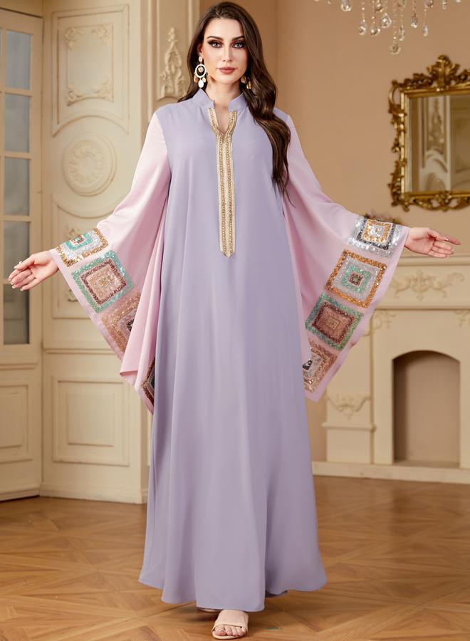 Take Two Women Sequin Patch Detail Butterfly Sleeve Jalabiya - Image 2