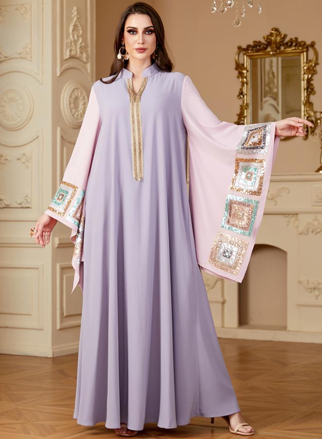Take Two Women Sequin Patch Detail Butterfly Sleeve Jalabiya - Image 3
