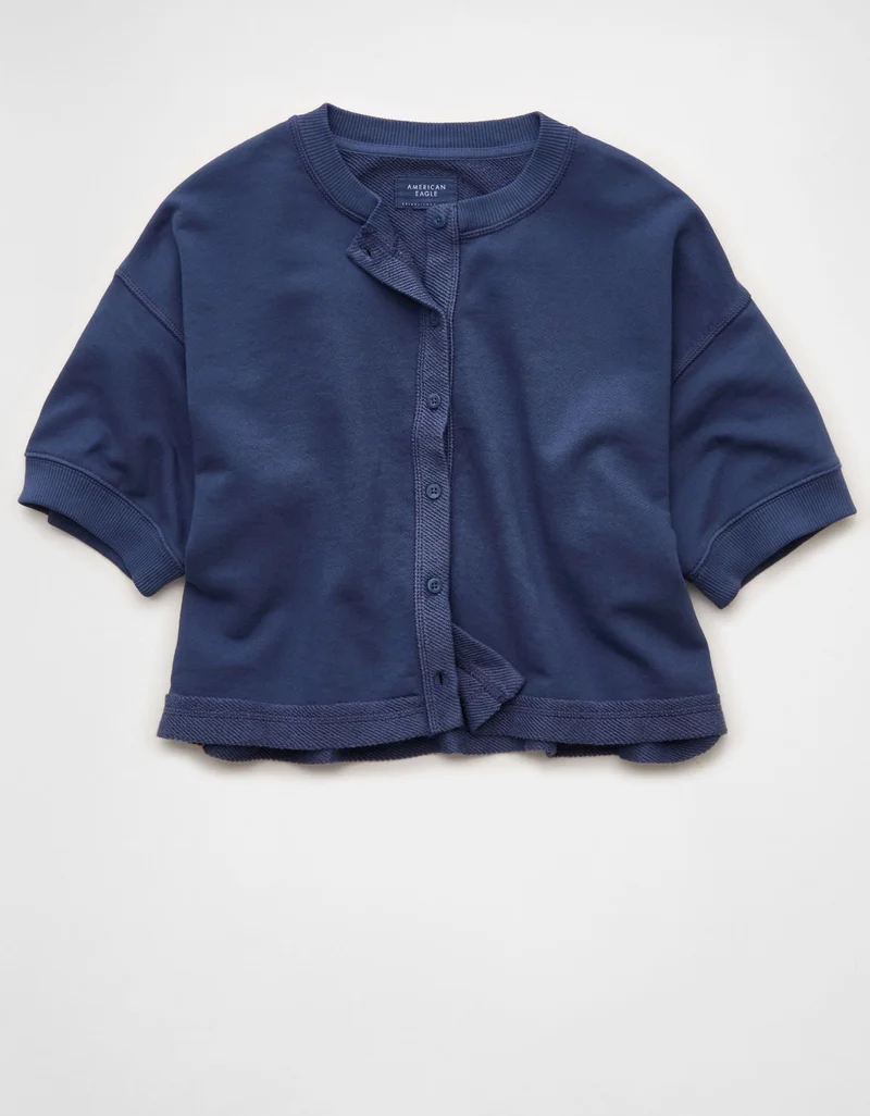 American Eagle  AE Saturday Fleece Button-Up Cardigan Sweater for Women | Best Price UAE