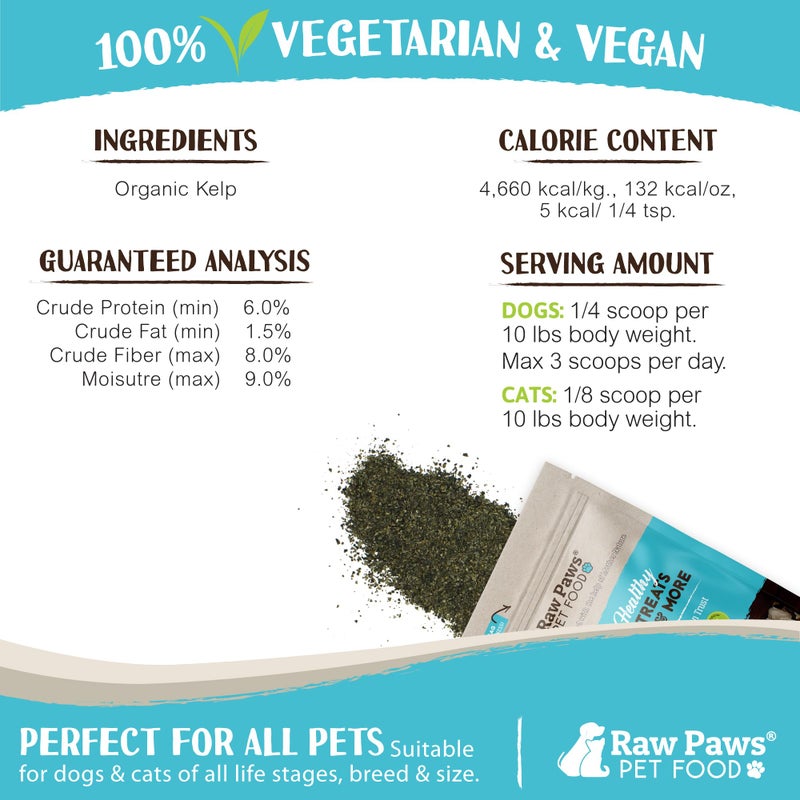 Raw Paws Organic Kelp Powder for Dogs & Cats (16-Ounce) - Supports Thyroid, Digestive & Immune Health - Dried Sea Kelp for Dogs - Seaweed Powder Supplement - Image 3