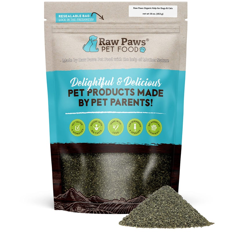 Raw Paws Organic Kelp Powder for Dogs & Cats (16-Ounce) - Supports Thyroid, Digestive & Immune Health - Dried Sea Kelp for Dogs - Seaweed Powder Supplement - Image 1