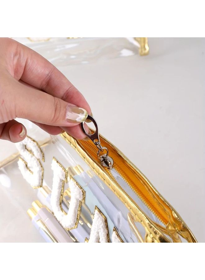 Golden SUN PVC Pencil Case Large Capacity Durable Easy to Clean School Supplies Pouch - Image 3