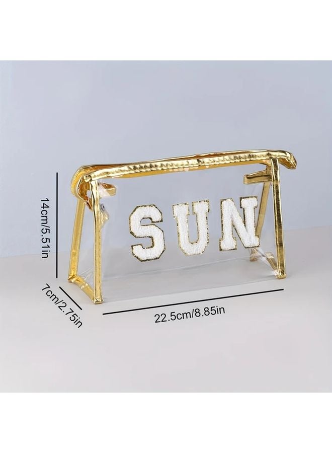 Golden SUN PVC Pencil Case Large Capacity Durable Easy to Clean School Supplies Pouch - Image 5