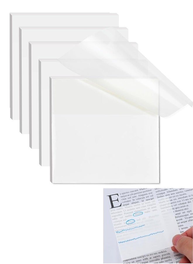 Generic - Transparent Sticky Notes, 250 Sheets 3x3 Inch Clear Sticky Notes Translucent Sticky Notes Waterproof Self-Sticky Notes for School Home Office (5 Pads) - Image 1