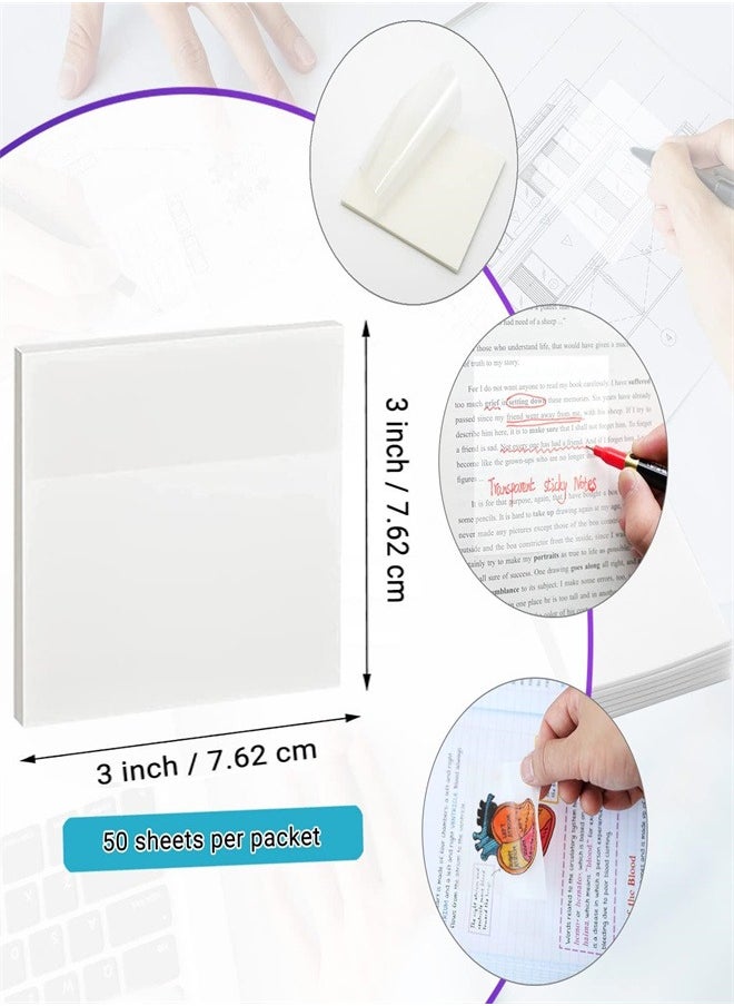 Generic - Transparent Sticky Notes, 250 Sheets 3x3 Inch Clear Sticky Notes Translucent Sticky Notes Waterproof Self-Sticky Notes for School Home Office (5 Pads) - Image 1