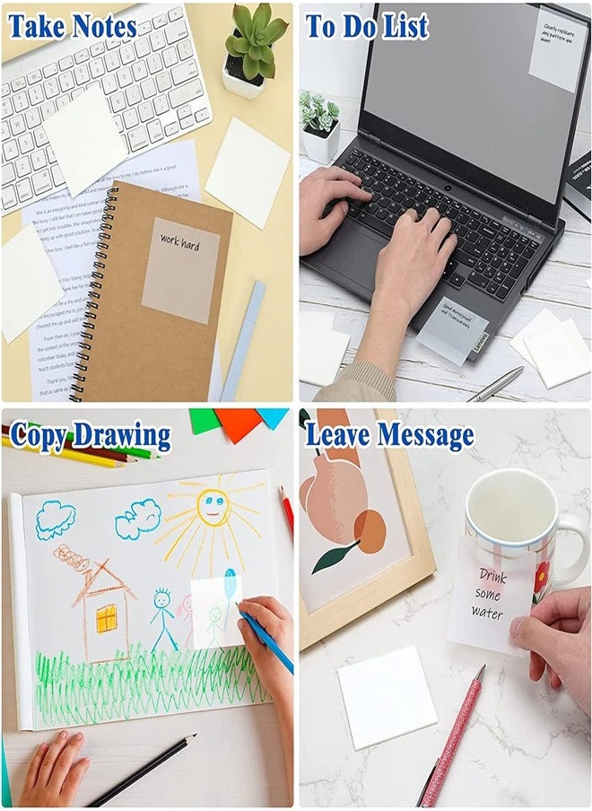 Generic - Transparent Sticky Notes, 250 Sheets 3x3 Inch Clear Sticky Notes Translucent Sticky Notes Waterproof Self-Sticky Notes for School Home Office (5 Pads) - Image 1