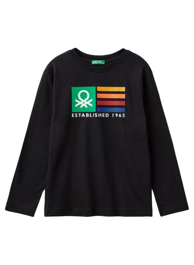 بينيتون تيشيرت أولاد مطبوع بأكمام طويلة - Image 1