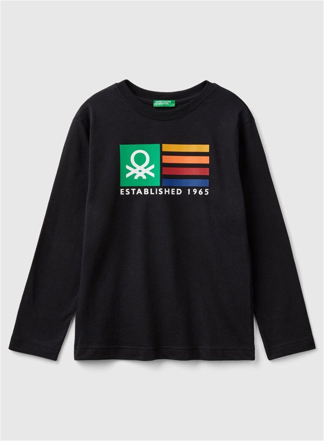 بينيتون تيشيرت أولاد مطبوع بأكمام طويلة - Image 4