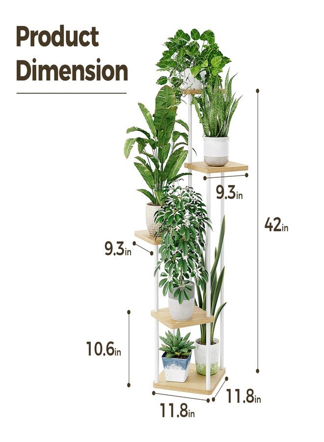 Bamworld White Plant Stand Indoor, Corner Metal Plant Shelf for Multiple Plants, 5 Tier Tall Flower Stand for Patio Garden Balcony Living Room Bedroom - Image 5