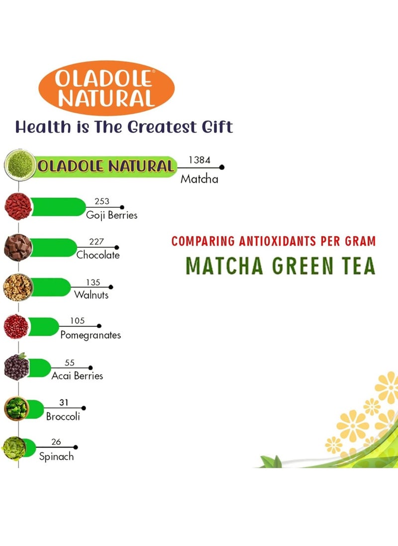 Oladole Natural مسحوق الشاي الأخضر ماتشا بالفانيليا الطبيعية من أولادول، مزيج قوي من الأطعمة الفائقة، مسحوق ماتشا بنكهة الفانيليا الطبيعية  - Image 3