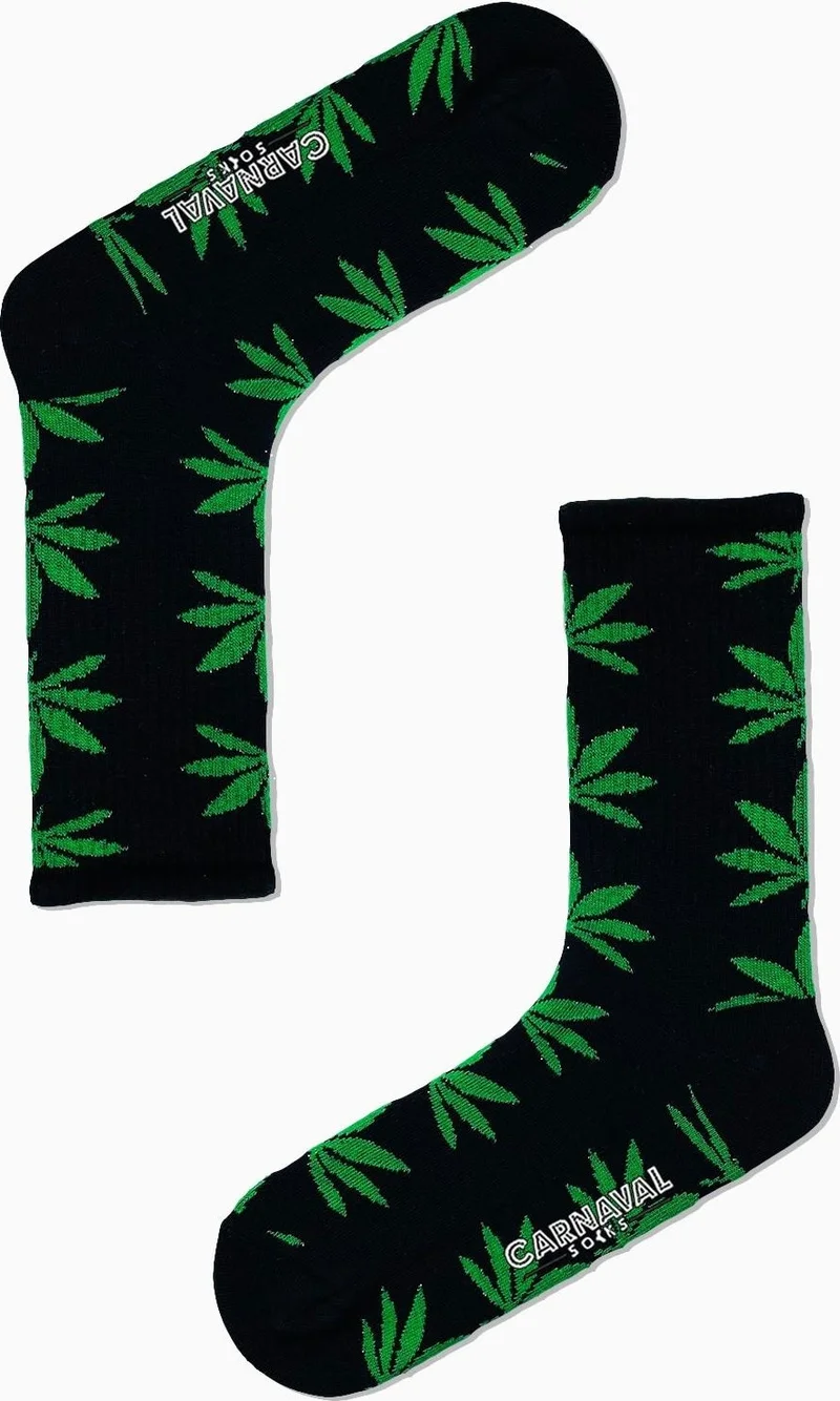 Carnaval Socks Black Mari Leaf Patterned Sports Socks