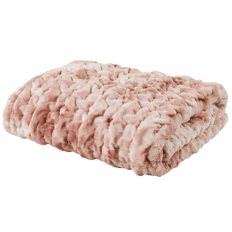 Madison Park Faux Fur Throw, Luxurious Ruched Texture, Fuzzy Warm, Plush Mink-Like Reverse, All Season, Lightweight & Cozy Blanket-Throw for Sofa, Couch, Living Room & Office 50" x 60" Pink Tie Dye - Image 1