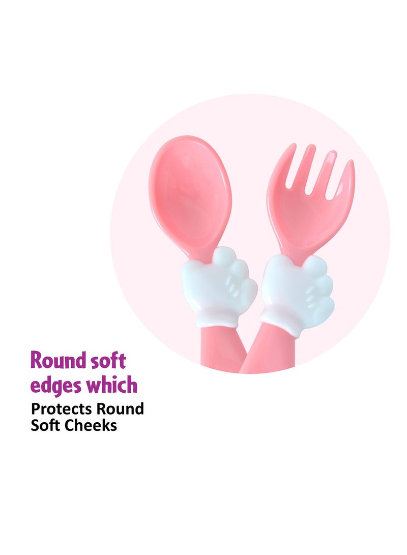 Disney Minnie  Dinnerware Fork & Spoon Set for Kids  Reusable BPA Free  Easy to Hold - Pink - Image 3