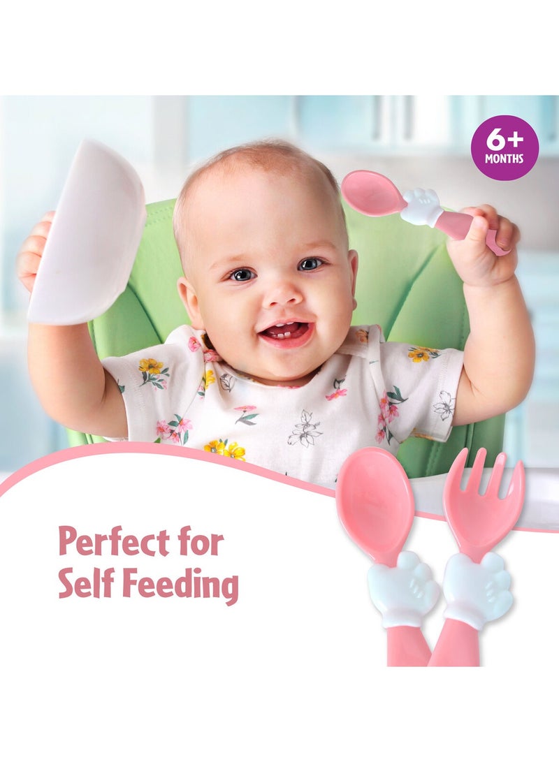 Disney Minnie  Dinnerware Fork & Spoon Set for Kids  Reusable BPA Free  Easy to Hold - Pink - Image 4