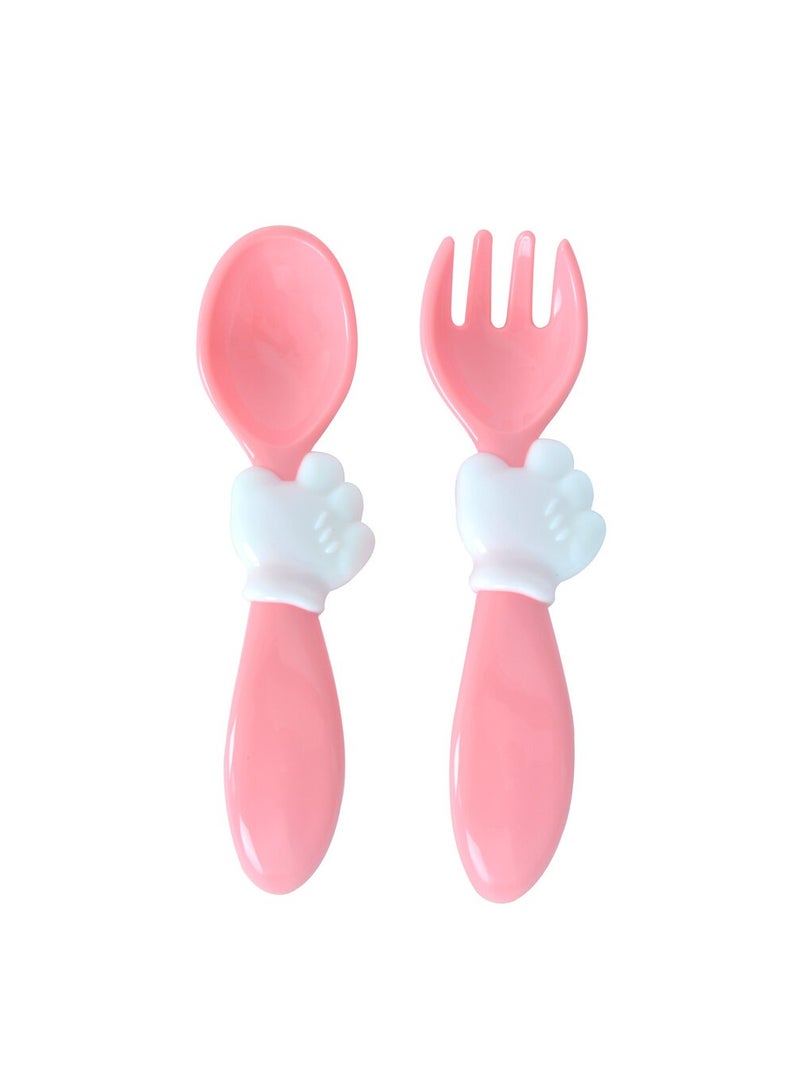Disney Minnie  Dinnerware Fork & Spoon Set for Kids  Reusable BPA Free  Easy to Hold - Pink - Image 1