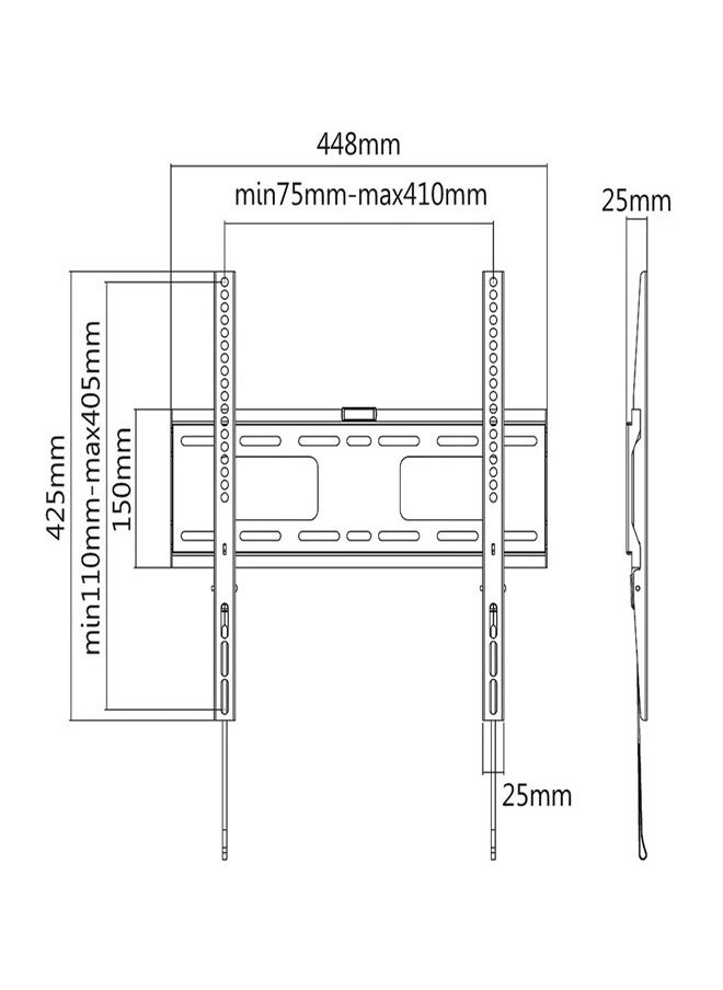 Skill Tech SH V2665SF Auto-Lock Fixed TV Wall Mount Bracket for 32-65 Inch Screens, VESA 400x400, Ultra Slim 25mm Profile, Max Load 50kg –  grey  - Image 2