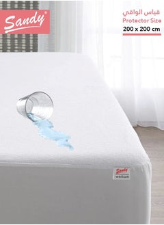 Sandy SANDY Latex Premium Waterproof Mattress Protector with Perfect Fit All Around Elastics Deep Pocket Up to 32cm , Hypoallergenic, Breathable and Dust Mite Protecting, ( 200X200), White  - Image 1