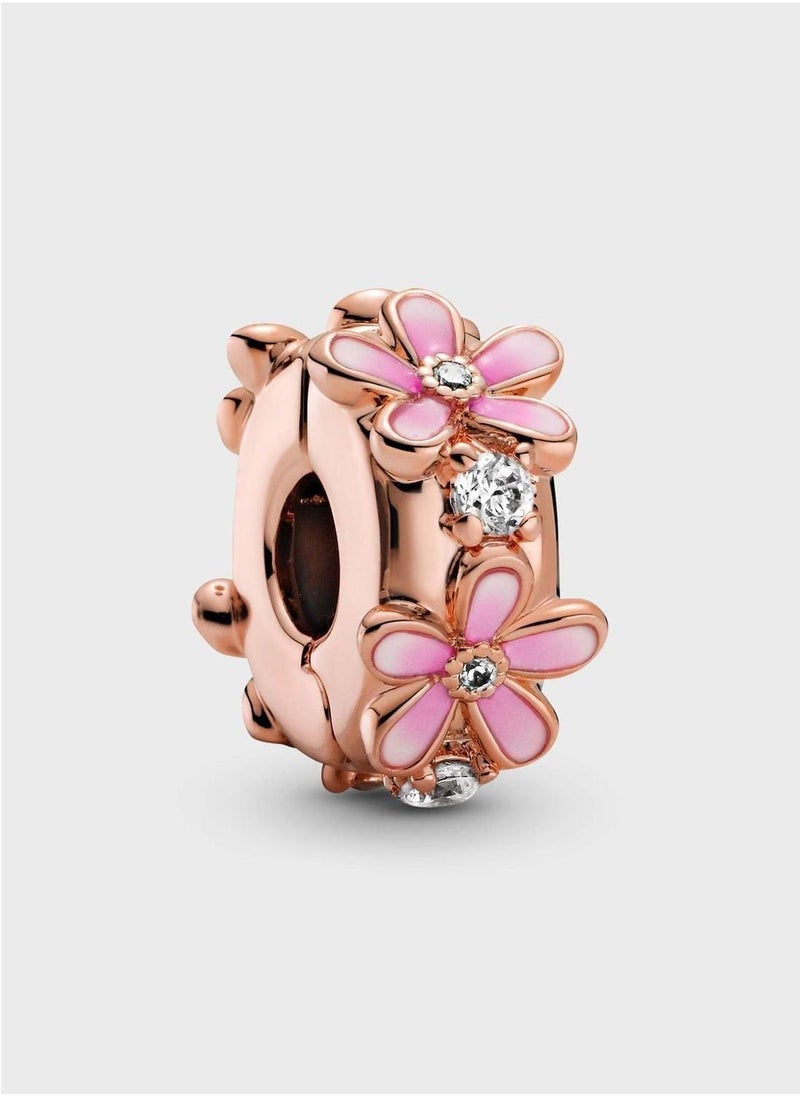 PANDORA Pink Daisy Spacer Clip Charm  - Image 1