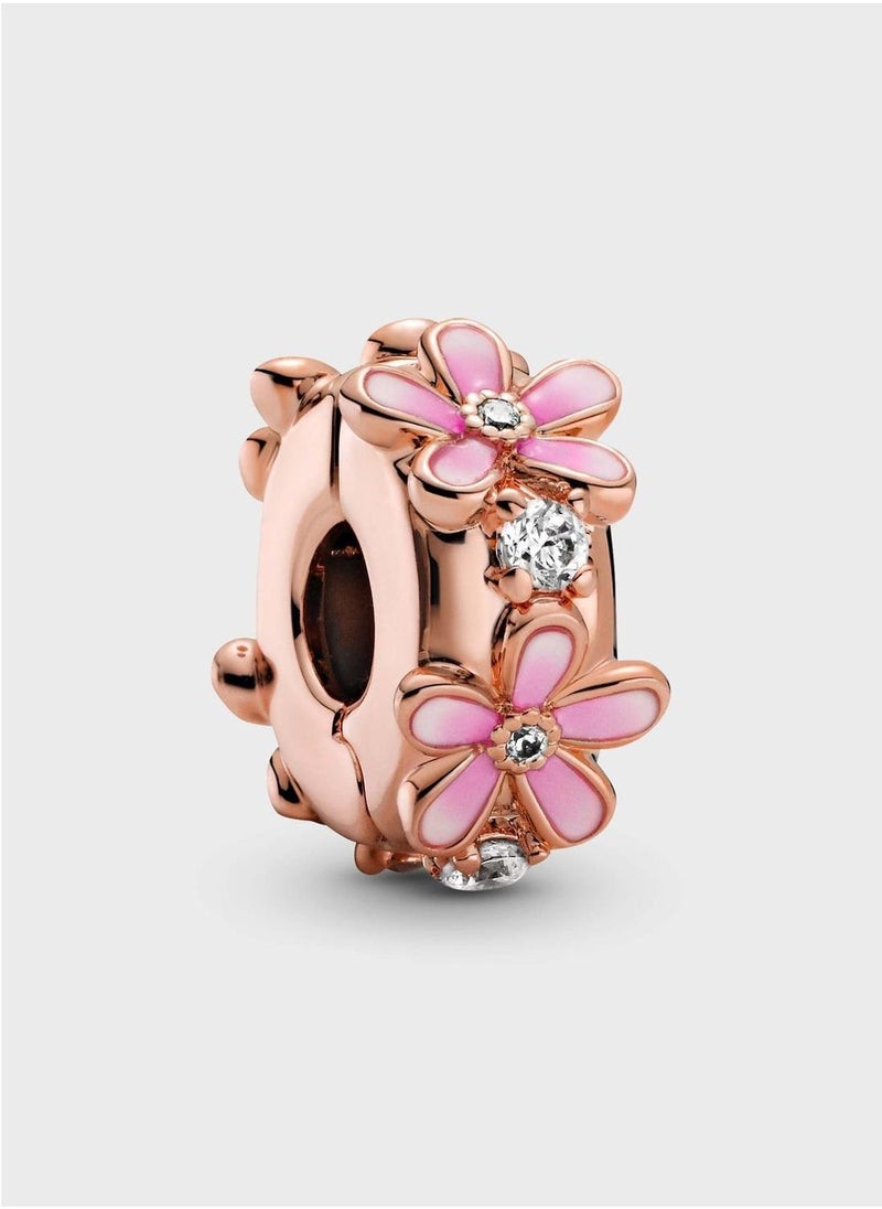 PANDORA Pink Daisy Spacer Clip Charm  - Image 1