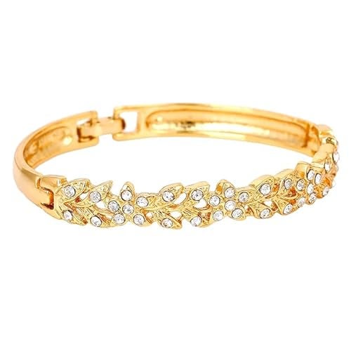 Estele Jewellery Bracelet for Women Gold Plated Flower Designer Cuff Bracelet with White Austrian Crystals for Girls and Women-100951-BG-WE BR - Image 2