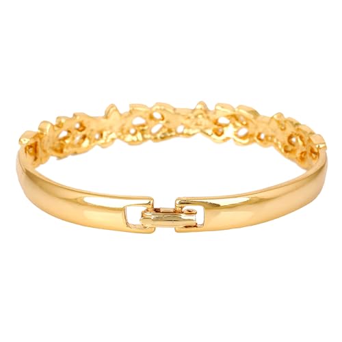 Estele Jewellery Bracelet for Women Gold Plated Flower Designer Cuff Bracelet with White Austrian Crystals for Girls and Women-100951-BG-WE BR - Image 3