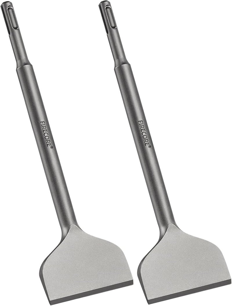 Firecore 2Pcs SDS Plus Chisel 3-inch Wide Cranked Angled Bent Tile Removal Chisel Tool (3”X10”) FS18310 - Image 1