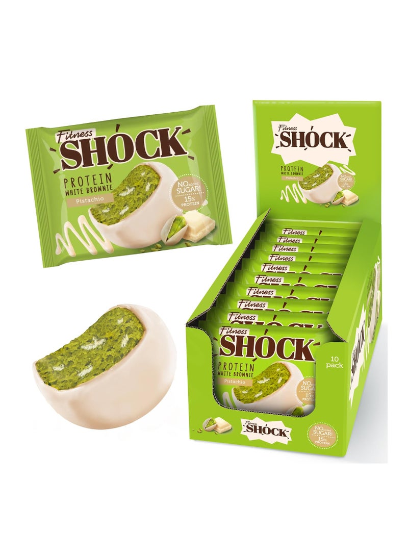 Fitness Shock Fitness Shock Protein White Brownie Pistachio Flavor 50g Pack of 10  - Image 1