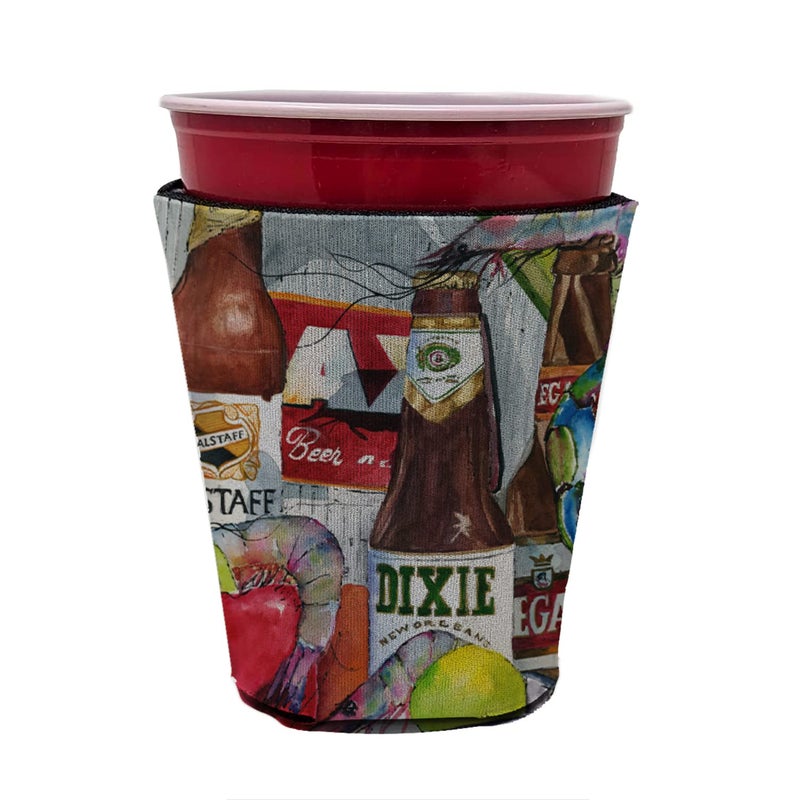 Caroline's Treasures Carolines Treasures 10172RSC New Orleans Beers and Spices Red Cup Hugger Cup Cooler Sleeve Hugger Machine Washable Drink Sleeve Hugger Collapsible Insulator Beverage Insulated Holder 