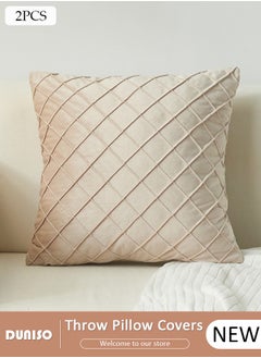 DUNISO 2 Packs Throw Pillow Covers, Couch Pillows Cushion Cove with Sturdy and Discrete Zipper Opening, 2 Neutral Decorative Textured Cushion Case, Soft Stripe Covers for Living Room Couch Bed Sofa  - Image 1