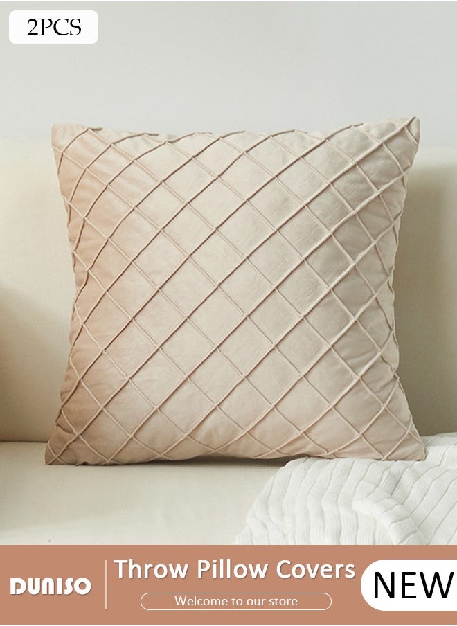 DUNISO 2 Packs Throw Pillow Covers, Couch Pillows Cushion Cove with Sturdy and Discrete Zipper Opening, 2 Neutral Decorative Textured Cushion Case, Soft Stripe Covers for Living Room Couch Bed Sofa  - Image 1