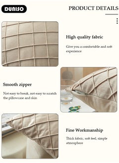 DUNISO 2 Packs Throw Pillow Covers, Couch Pillows Cushion Cove with Sturdy and Discrete Zipper Opening, 2 Neutral Decorative Textured Cushion Case, Soft Stripe Covers for Living Room Couch Bed Sofa  - Image 2