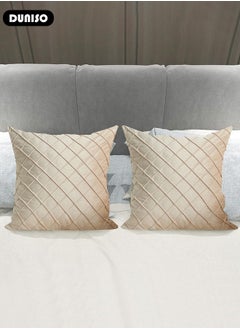 DUNISO 2 Packs Throw Pillow Covers, Couch Pillows Cushion Cove with Sturdy and Discrete Zipper Opening, 2 Neutral Decorative Textured Cushion Case, Soft Stripe Covers for Living Room Couch Bed Sofa  - Image 3