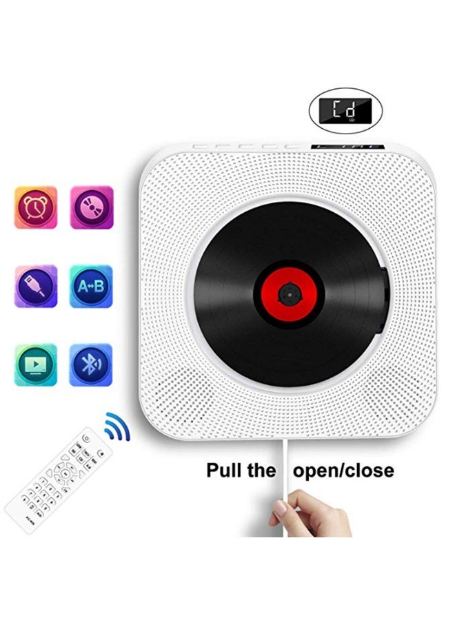XiuWoo Portable CD Player with Bluetooth, Wall Mountable CD Players Music Player Home Audio Boombox with Remote Control FM Radio Built-in HiFi Speakers LCD Display MP3 Headphone Jack AUX Input Output - Image 1