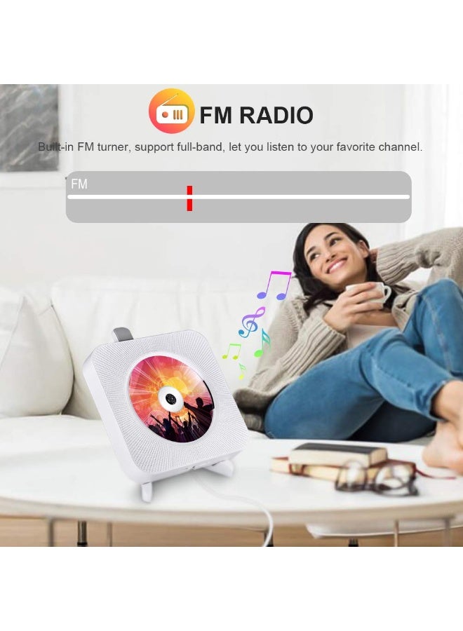 XiuWoo Portable CD Player with Bluetooth, Wall Mountable CD Players Music Player Home Audio Boombox with Remote Control FM Radio Built-in HiFi Speakers LCD Display MP3 Headphone Jack AUX Input Output - Image 5