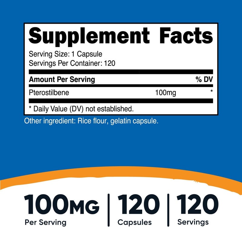 Nutricost Pterostilbene 100mg 120 Capsules  NonGMO Gluten Free - Image 2